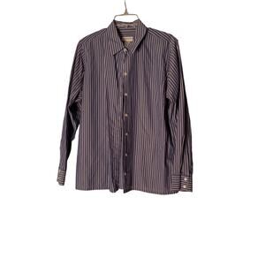 Y2K Liz Claiborne Blue Stripped Button Up Women's Large Shirt